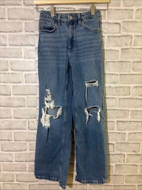 4/$20 H&M Distressed Wide-Leg girls adjustable waist Jeans - Blue- size 10